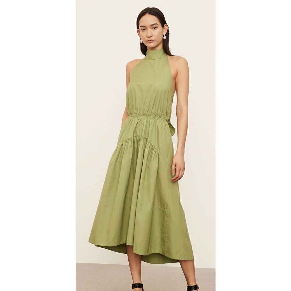 Vince Draped Neck Halter Dress in Green NWT Size Large